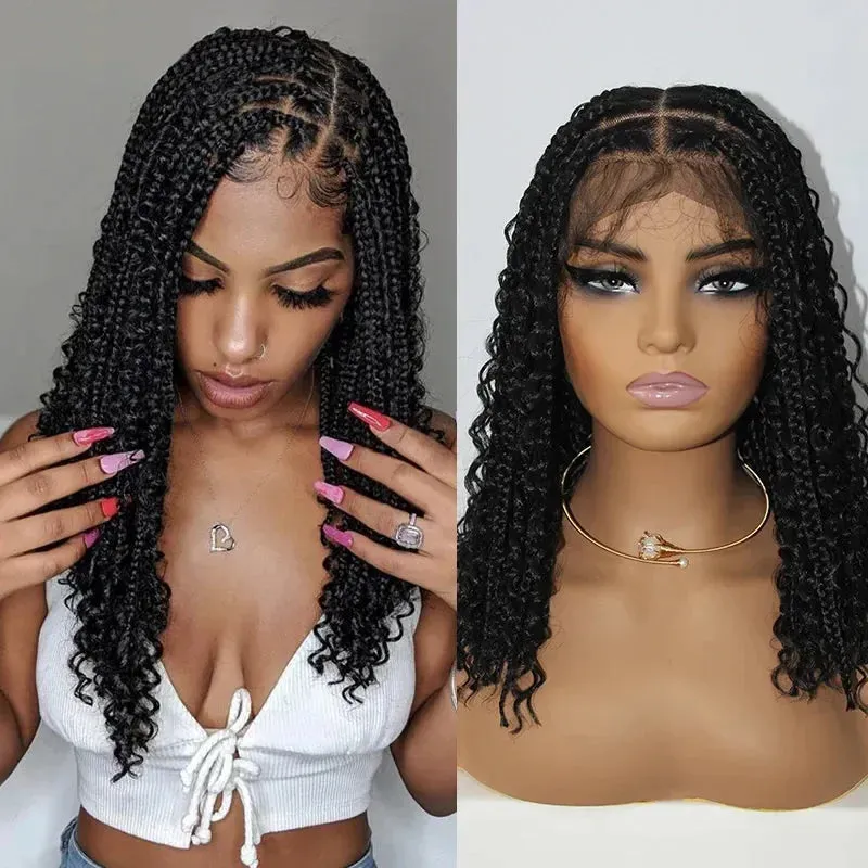 12-Inch Pre-Cut Boho Braided 360 Lace Front Synthetic Wig  Curly Texture