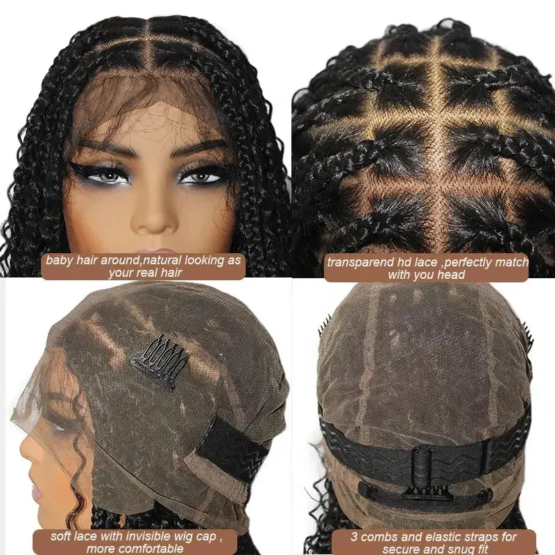 12-Inch Pre-Cut Boho Braided 360 Lace Front Synthetic Wig  Curly Texture