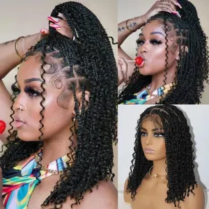 12-Inch Pre-Cut Boho Braided 360 Lace Front Synthetic Wig  Curly Texture