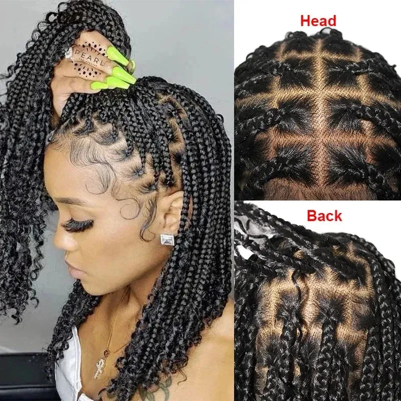 12-Inch Pre-Cut Boho Braided 360 Lace Front Synthetic Wig  Curly Texture