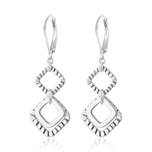 925 Sterling Silver 14K Gold Plated Dangle Earrings for Women, ALEXCRAFT Dangling Drop Geometric Handmade Hammered Square Earring Trendy Leverback Dangly Handcrafted Minimalist Earings Hypoallergenic