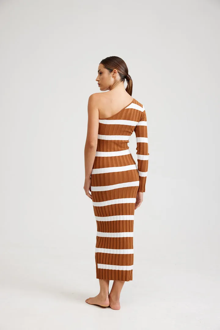 ASTON - The CarmenDress CIGAR/MILK STRIPE
