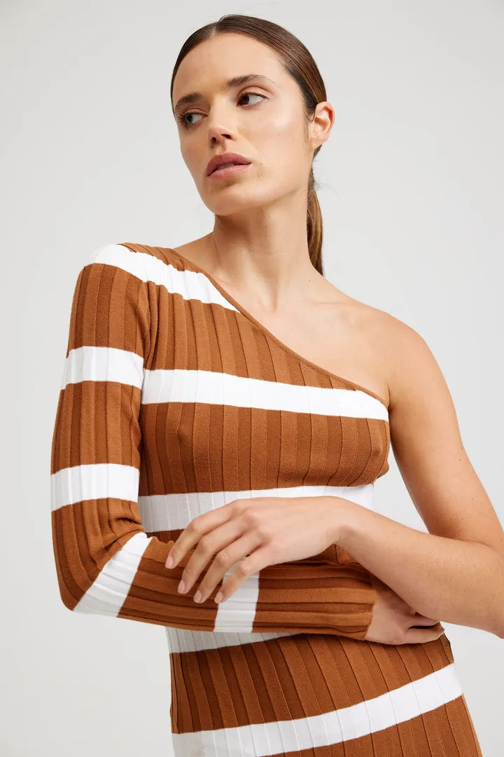 ASTON - The CarmenDress CIGAR/MILK STRIPE