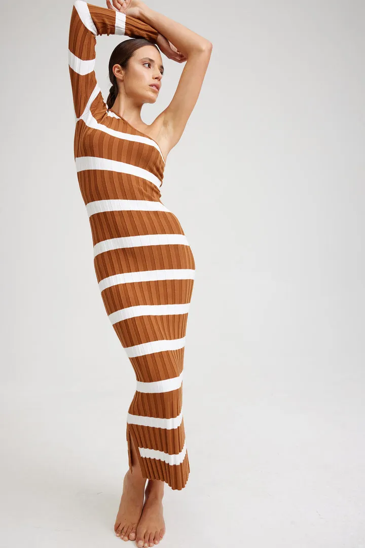 ASTON - The CarmenDress CIGAR/MILK STRIPE