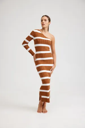 ASTON - The CarmenDress CIGAR/MILK STRIPE