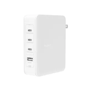 BELKIN Wall Charger GAN - 140W - 3x USB C (67W   30 W   30W) 1x USB A (12W) - White (UK EU US Plug)