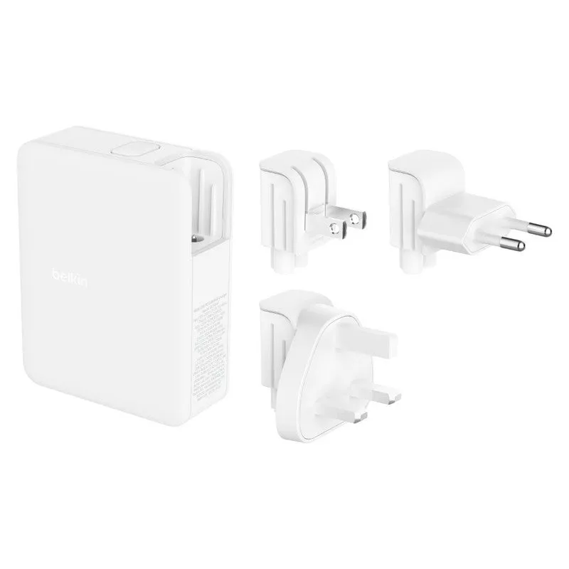 BELKIN Wall Charger GAN - 140W - 3x USB C (67W   30 W   30W) 1x USB A (12W) - White (UK EU US Plug)