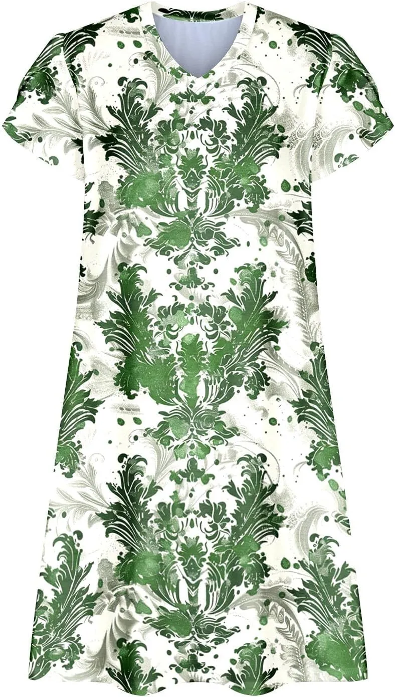 Boho Floral Dresses for Women Summer Short Petal Sleeve Mini Shirt Dress Loose Casual Beach Holiday Sundresses