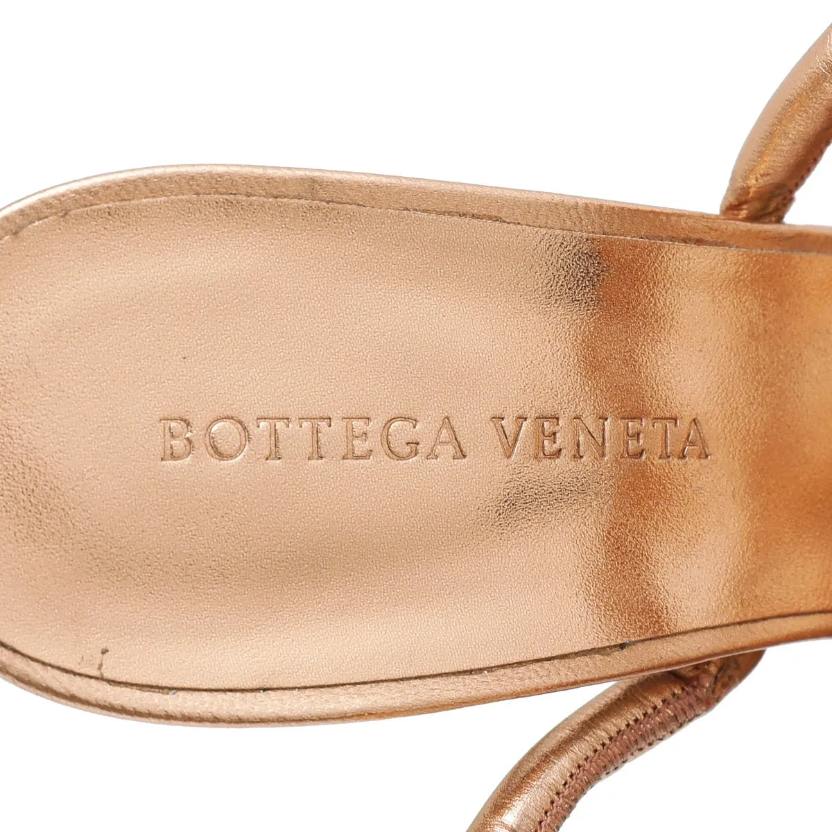 Bottega Veneta Rose Gold Nappa Knot Sandal 39.5