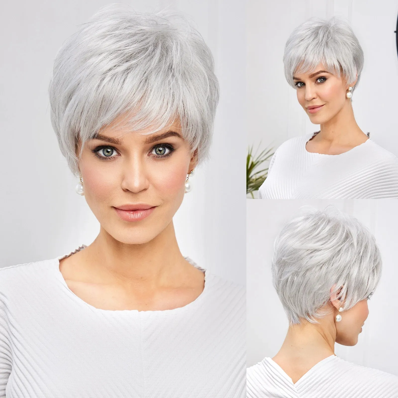 Chic Light Blonde Pixie Cut Wig with Bangs  Natural Look