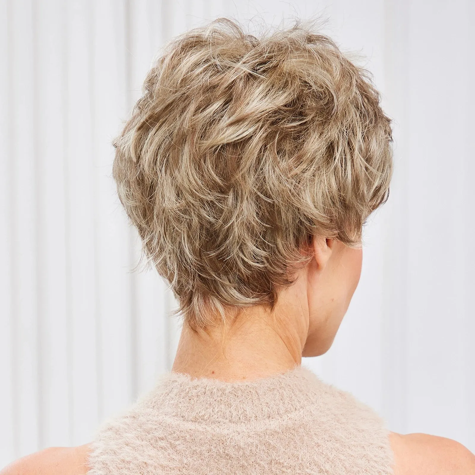 Chic Light Blonde Pixie Cut Wig with Bangs  Natural Look
