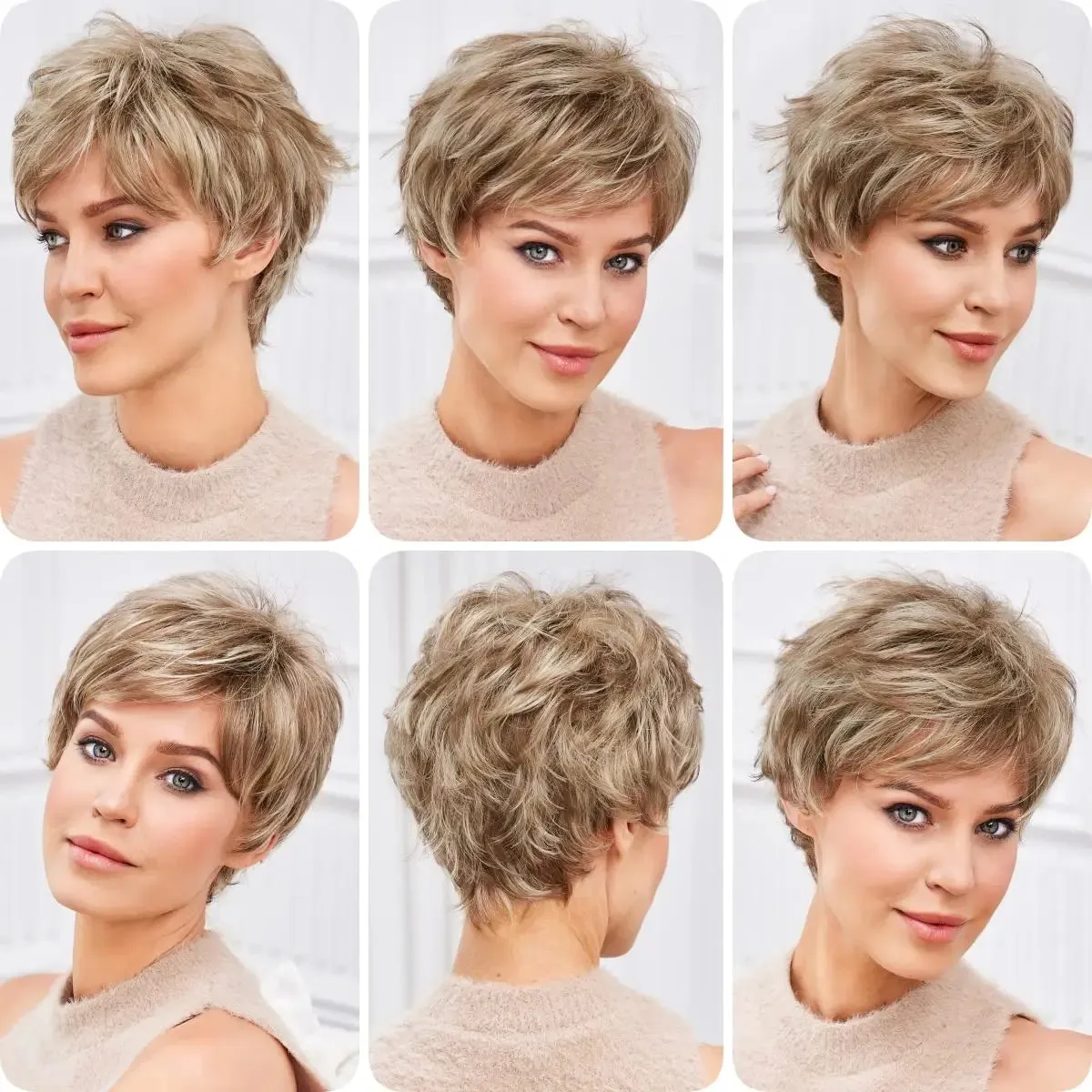 Chic Light Blonde Pixie Cut Wig with Bangs  Natural Look