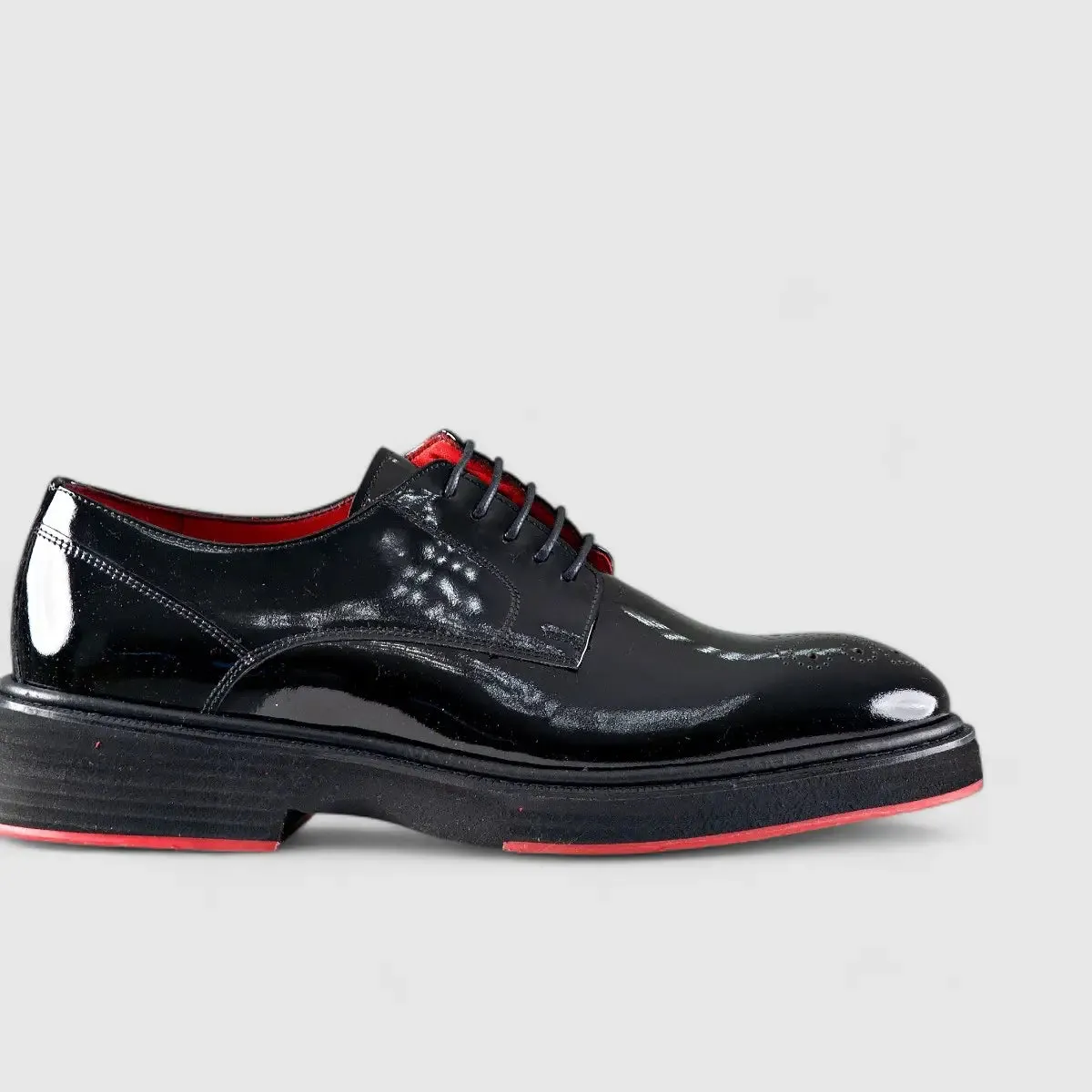 Chunky Sole Dress Oxfords Black Patent 0234 No Stud