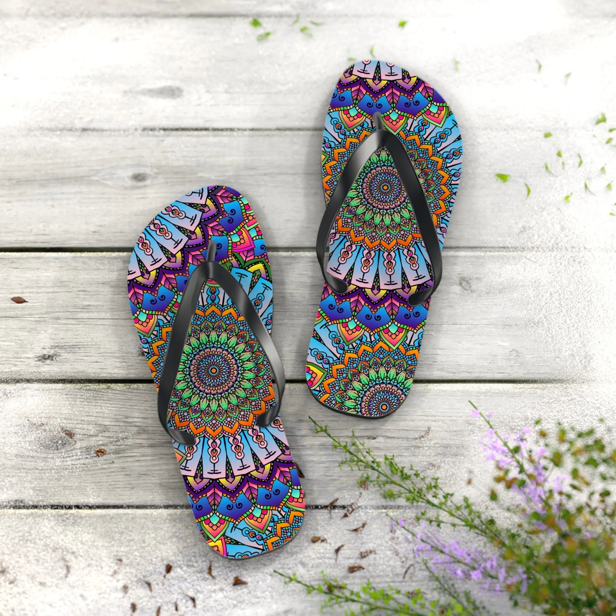 Colorful Mandala Flip Flops - Summer Vibes