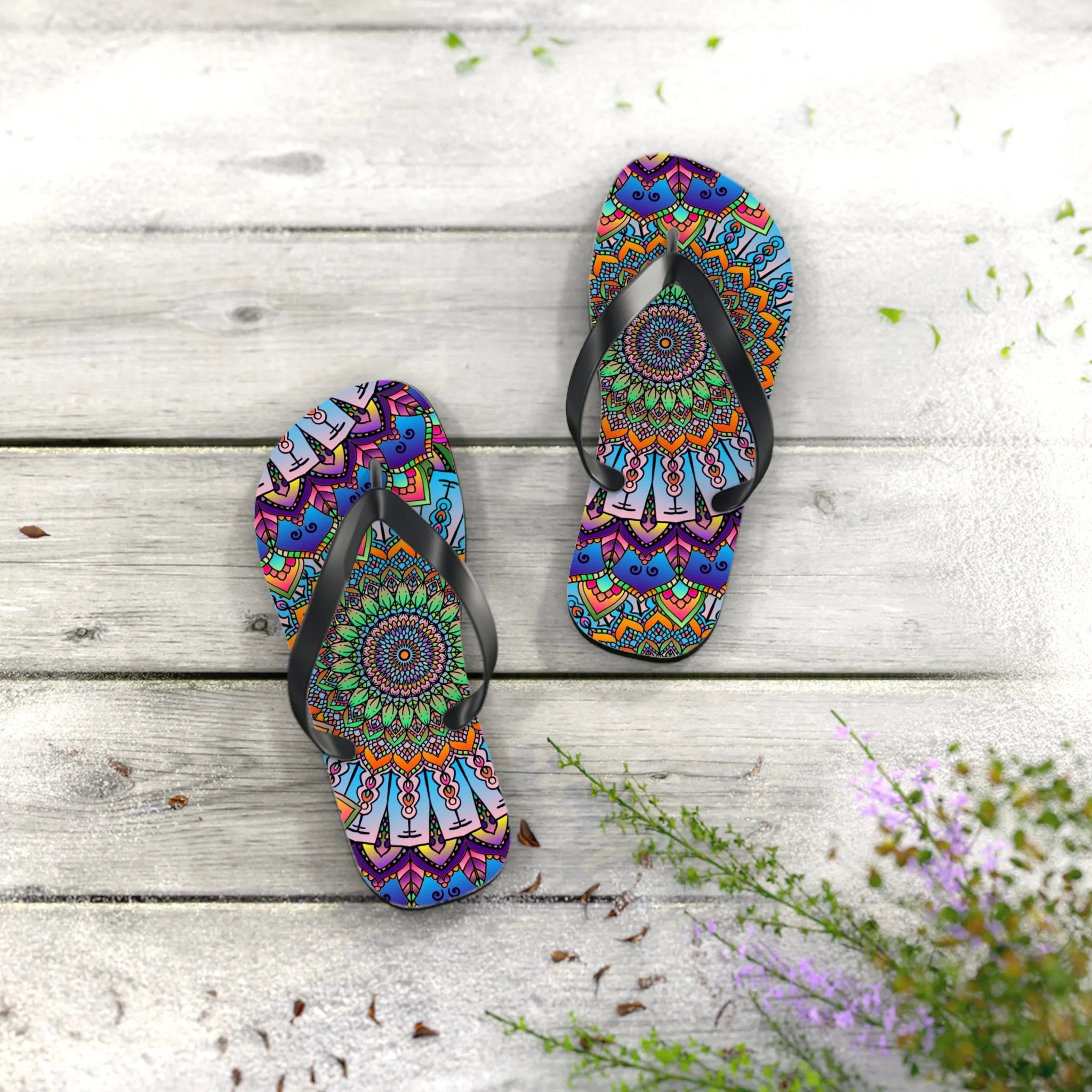 Colorful Mandala Flip Flops - Summer Vibes