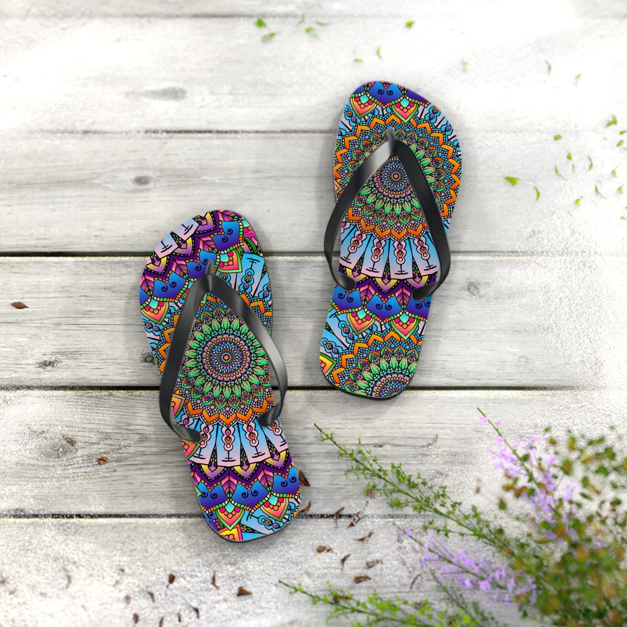 Colorful Mandala Flip Flops - Summer Vibes