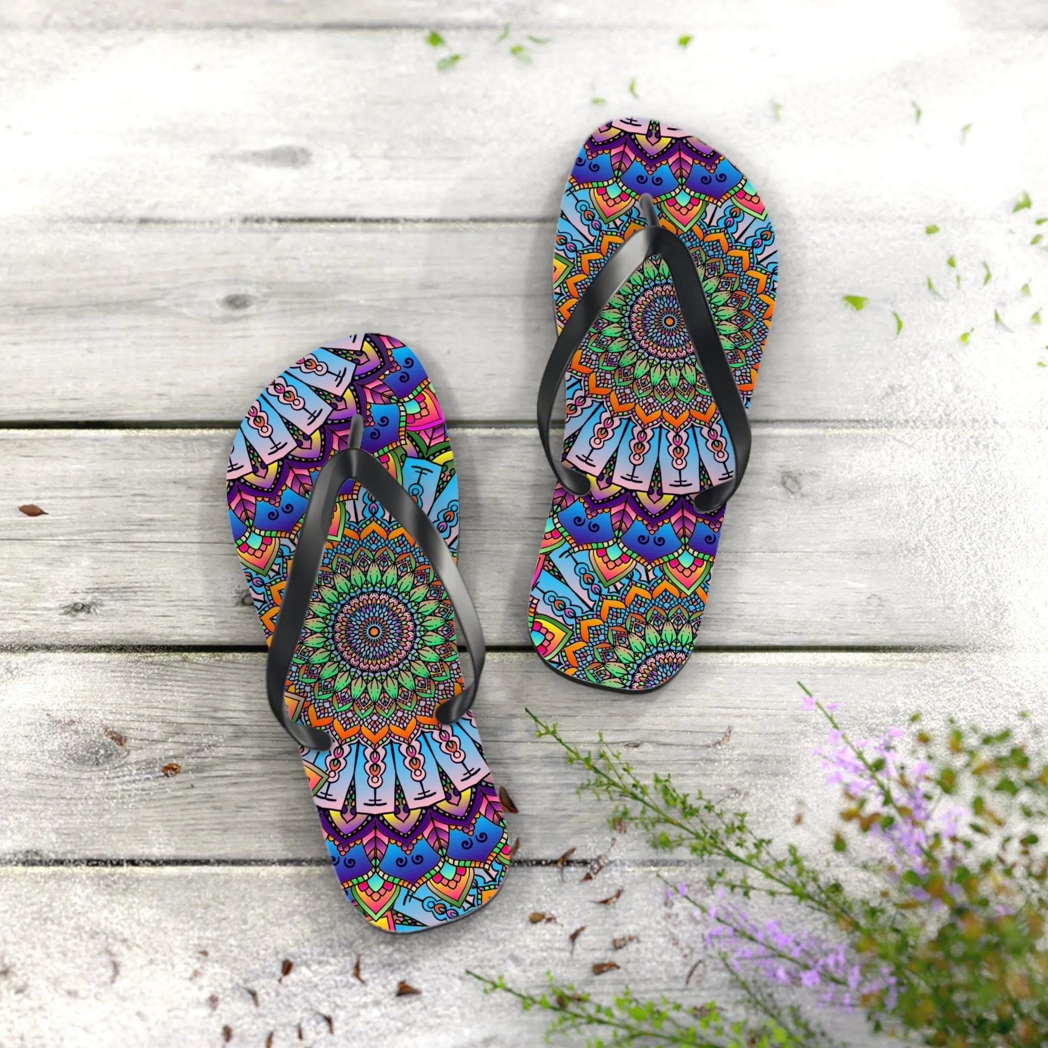Colorful Mandala Flip Flops - Summer Vibes