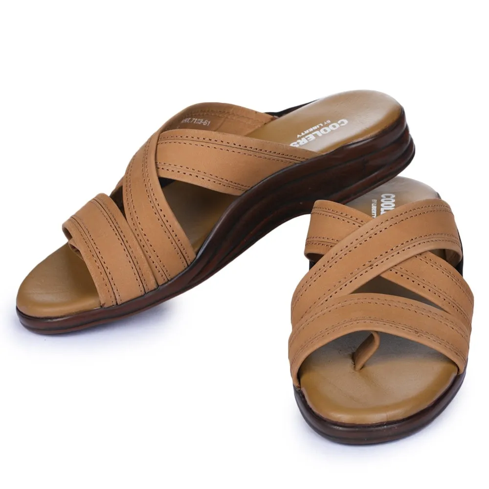 Coolers Casual Brown Slippers For Men 7123-61 By Liberty