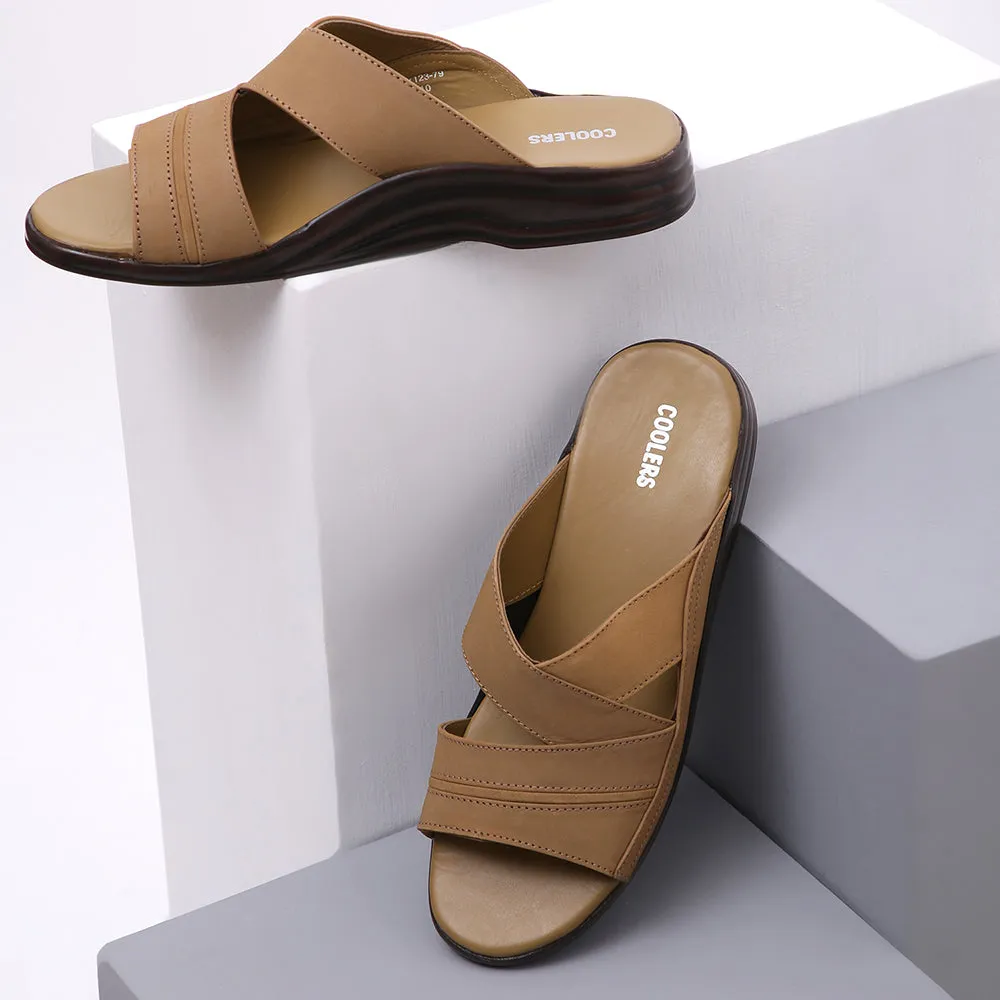 Coolers Casual Brown Slippers For Men 7123-79 By Liberty