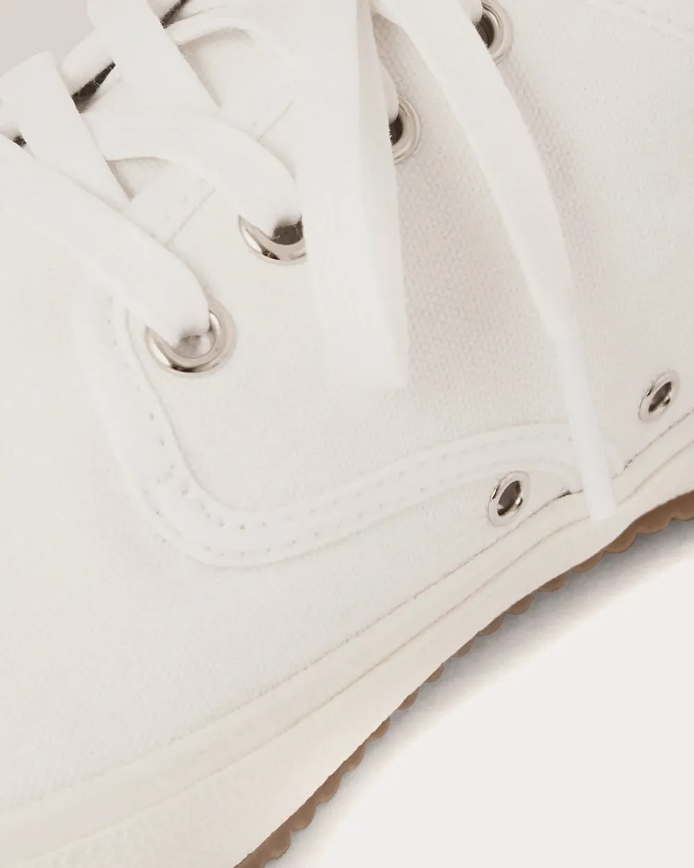Cotton Canvas Laced White Low Top Sneakers