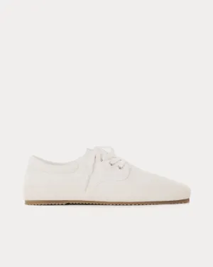 Cotton Canvas Laced White Low Top Sneakers