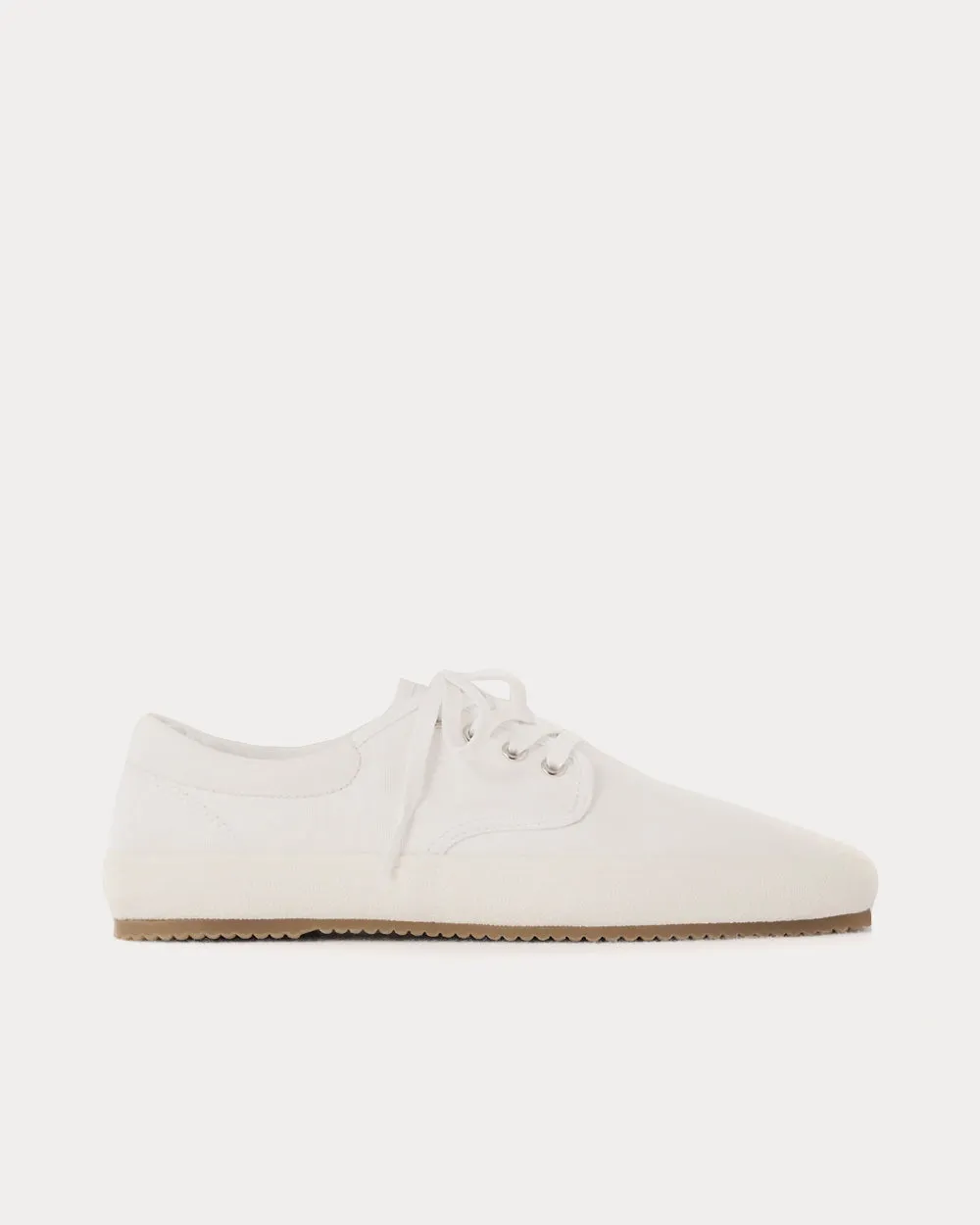 Cotton Canvas Laced White Low Top Sneakers