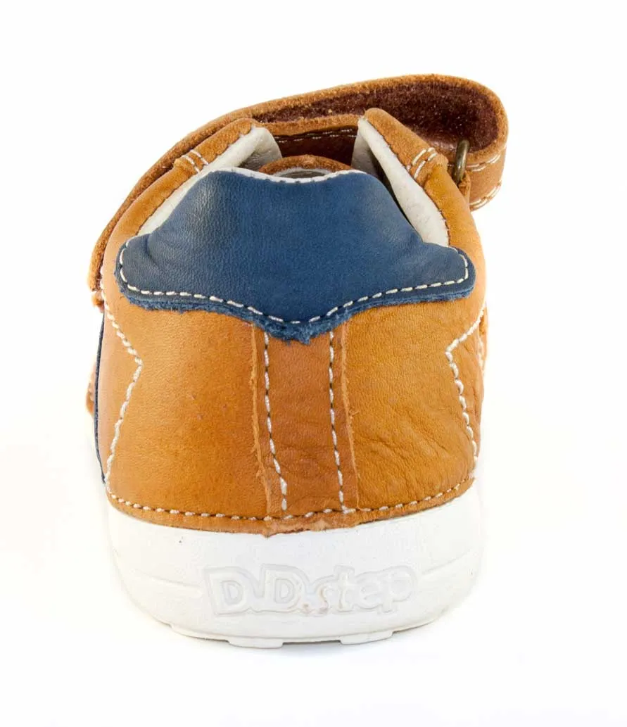 D.D. Step little kid boy shoes sandy brown with blue waves size US 8.5-12