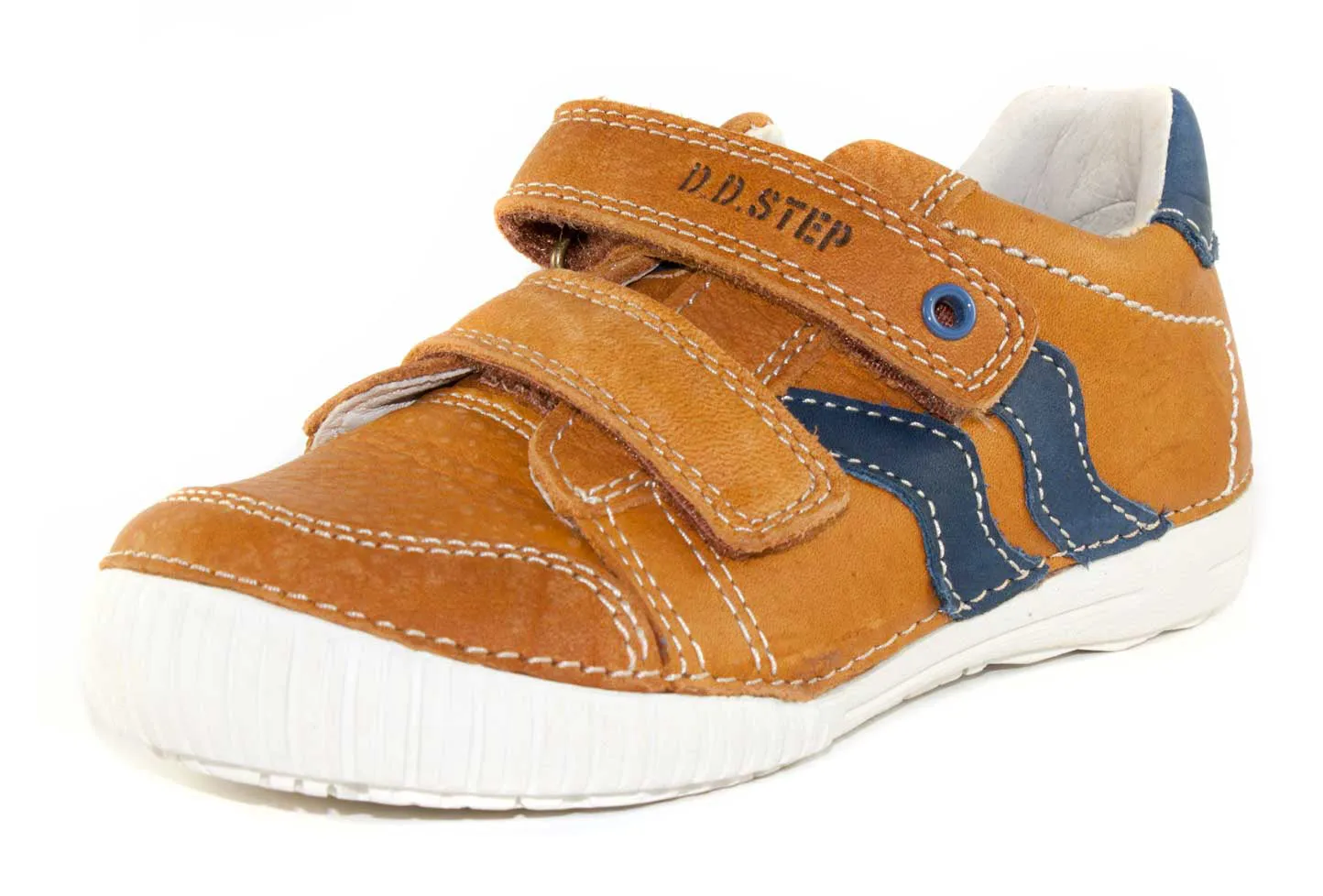 D.D. Step little kid boy shoes sandy brown with blue waves size US 8.5-12