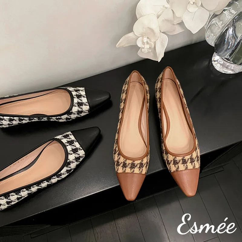 Dogstooth Flats with Leather Toe Cap