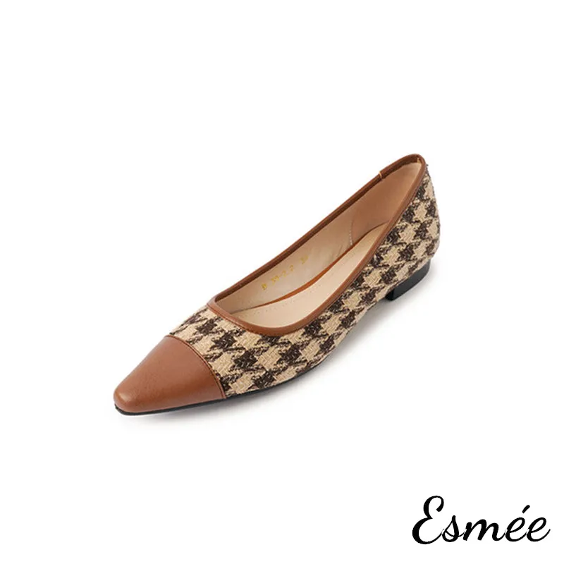 Dogstooth Flats with Leather Toe Cap