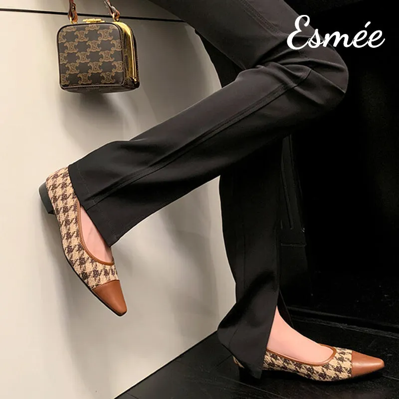Dogstooth Flats with Leather Toe Cap