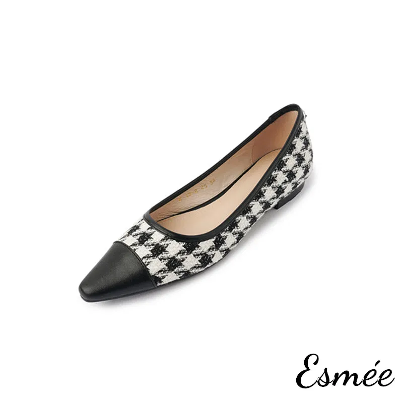 Dogstooth Flats with Leather Toe Cap
