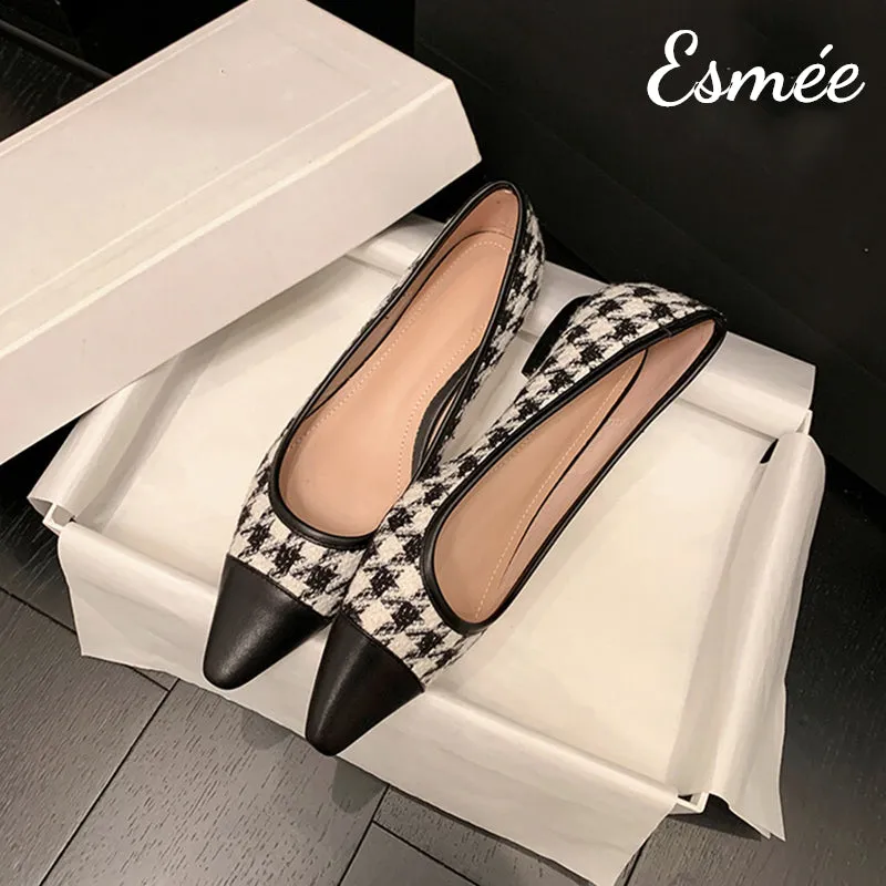 Dogstooth Flats with Leather Toe Cap