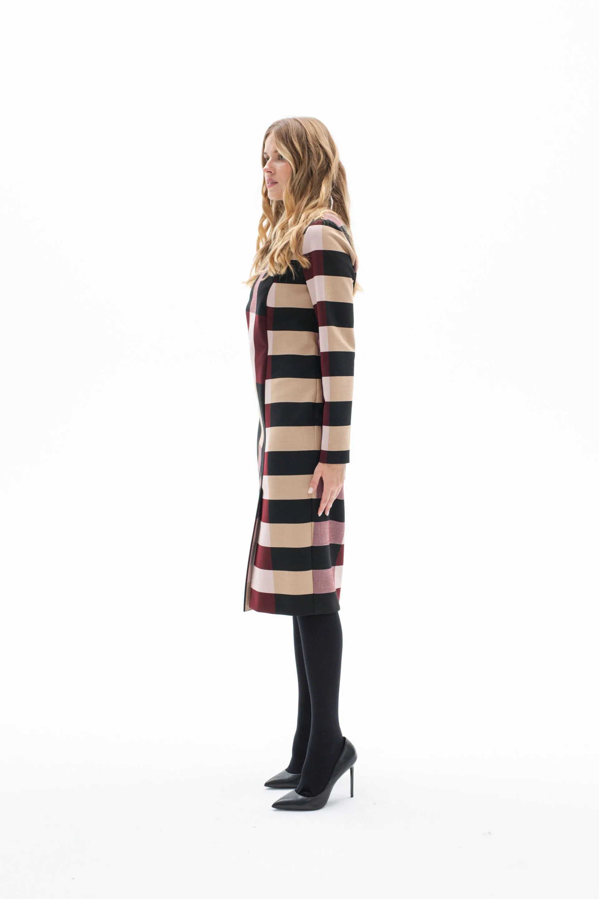 ELBAZ STRIPES LONG SLEEVE DRESS