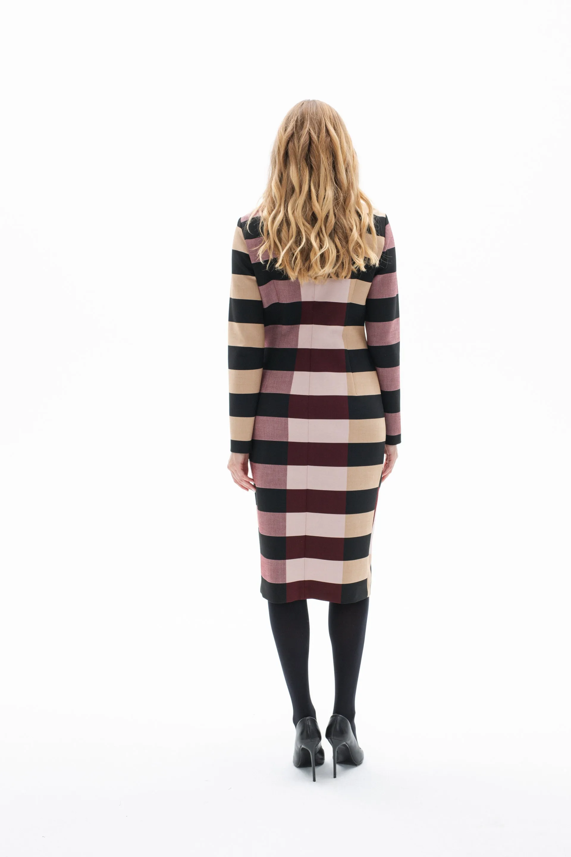 ELBAZ STRIPES LONG SLEEVE DRESS
