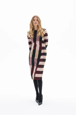 ELBAZ STRIPES LONG SLEEVE DRESS