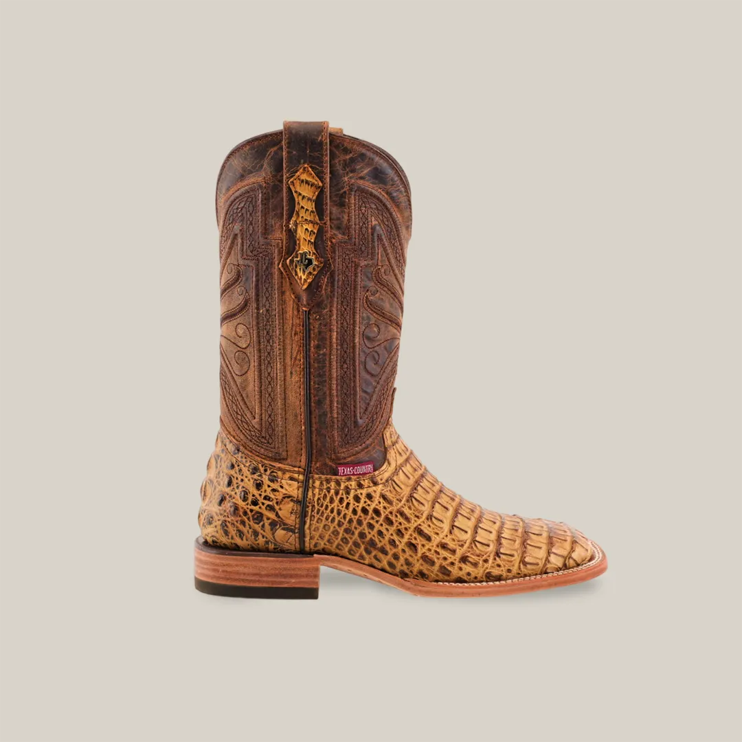 Exotic Caiman Horn Back - Biza Camel - Square Toe