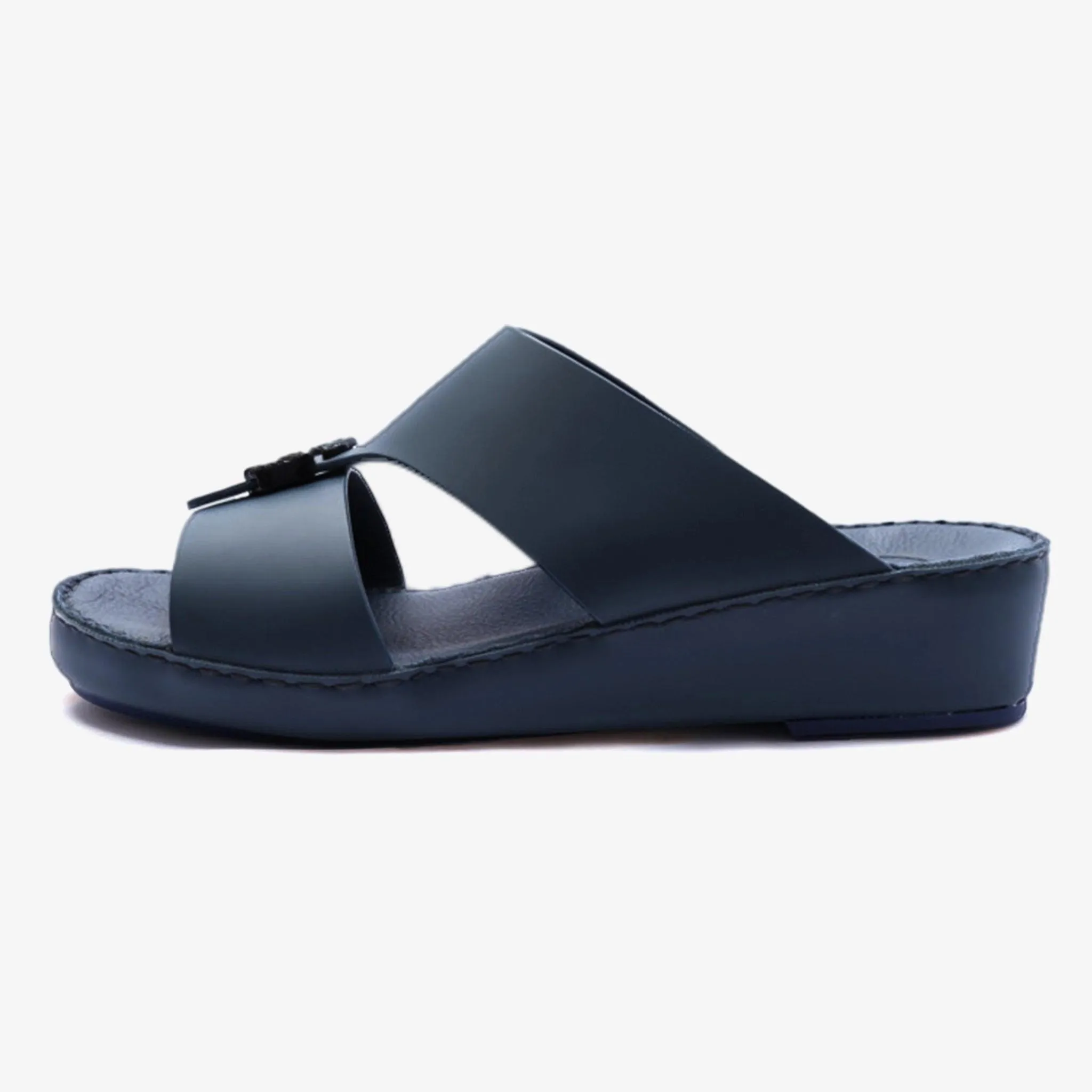 FARADA DA VINCI BRASS ICONIC DOUBLE F TRIM ARABIC SANDALS NAVY