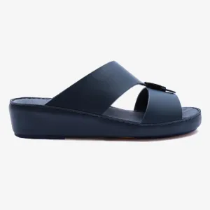 FARADA DA VINCI BRASS ICONIC DOUBLE F TRIM ARABIC SANDALS NAVY
