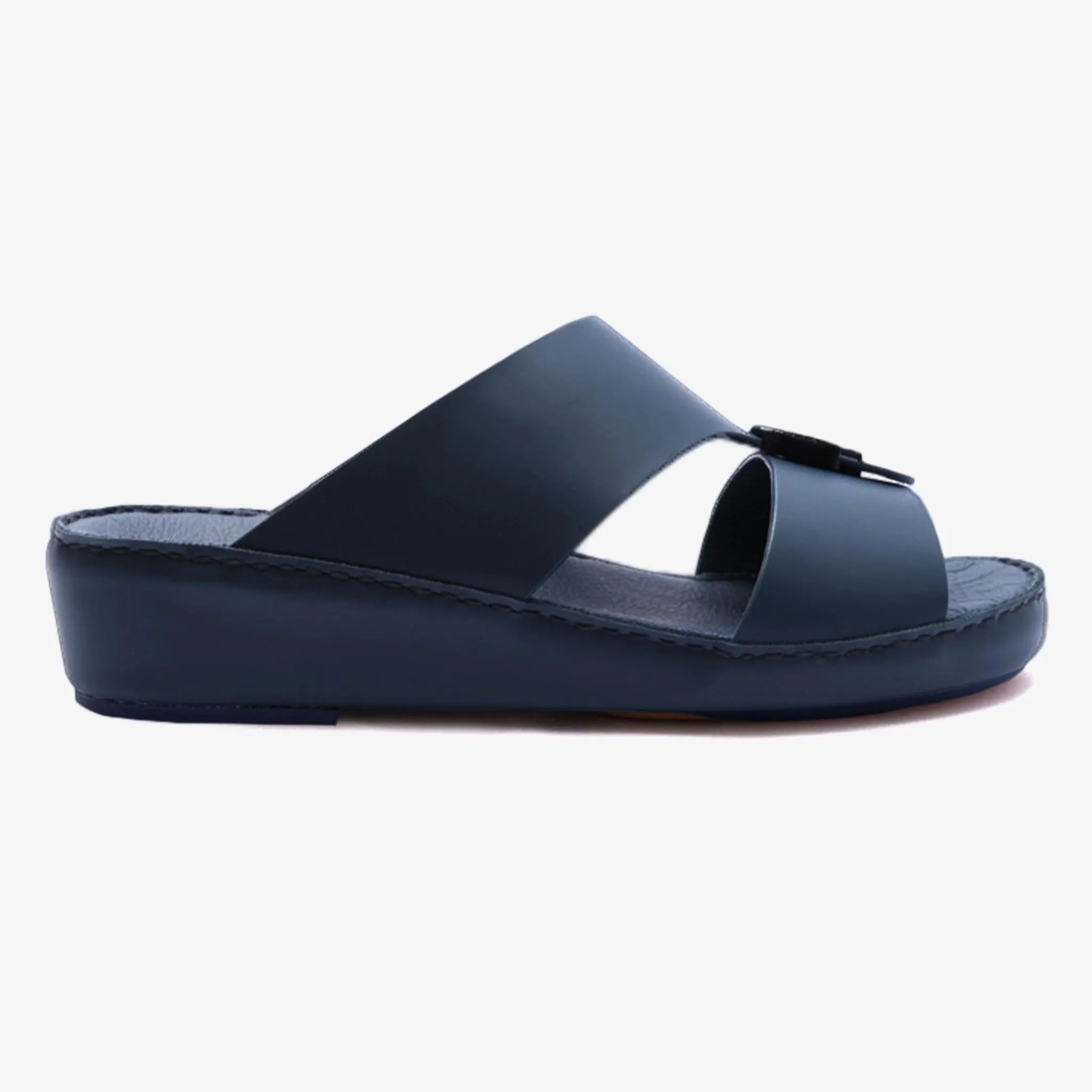 FARADA DA VINCI BRASS ICONIC DOUBLE F TRIM ARABIC SANDALS NAVY