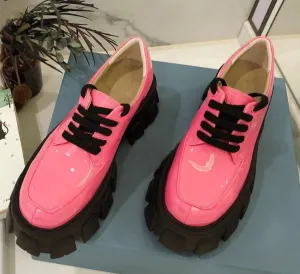 Fashion Thick Sole Round Toe Lace up Flat Platforms British Style Oxfords Shoes