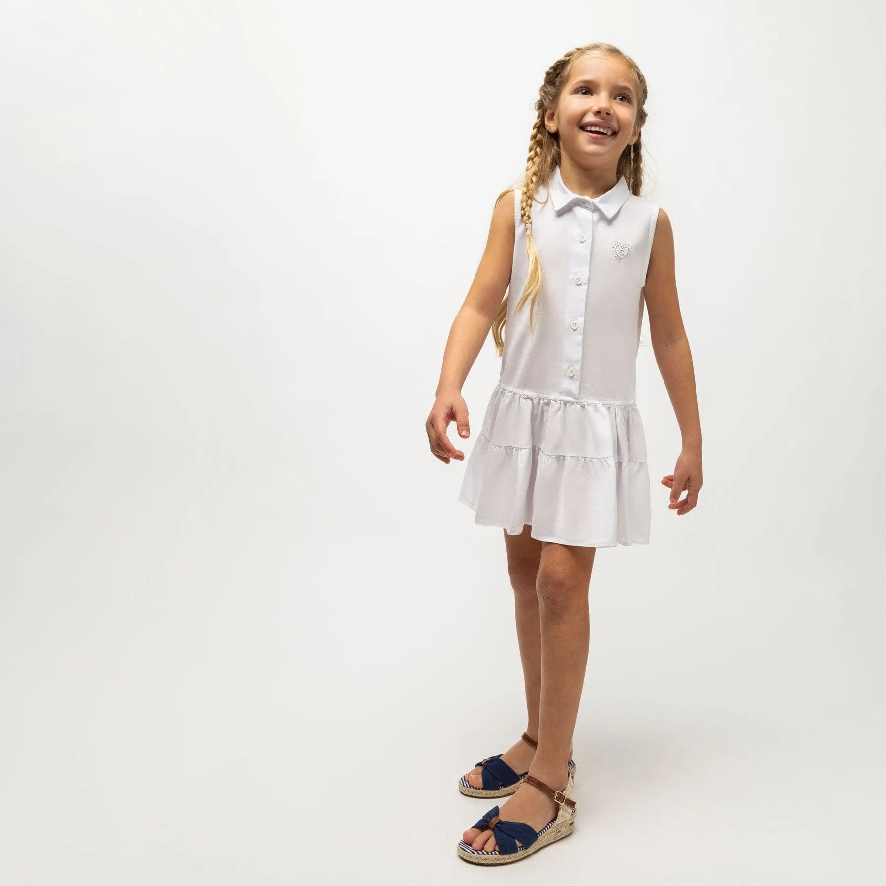 Girl's Navy Wedge Canvas Sandals