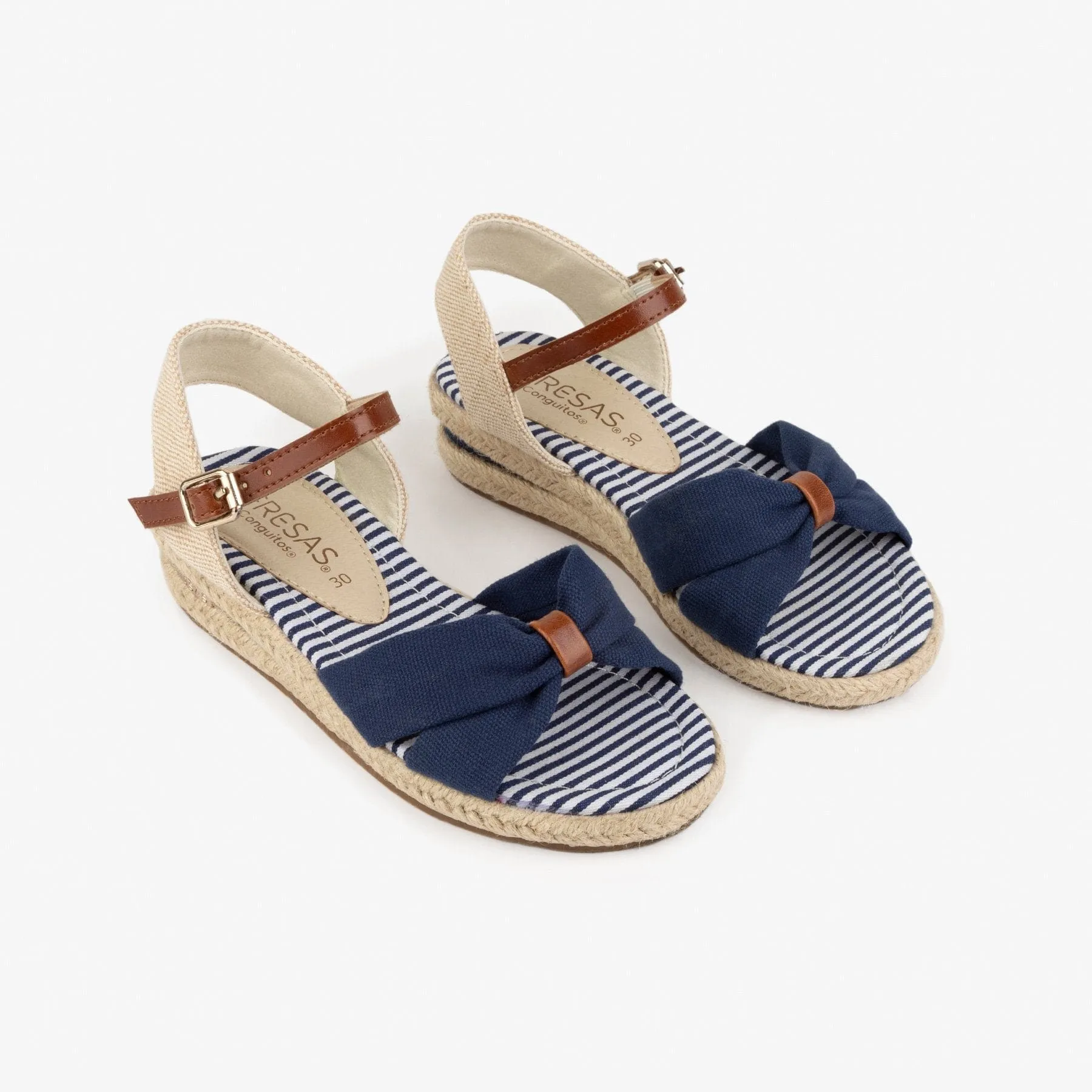 Girl's Navy Wedge Canvas Sandals