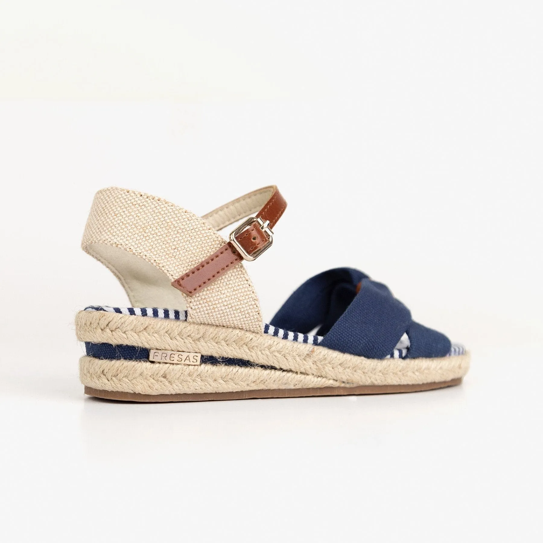 Girl's Navy Wedge Canvas Sandals