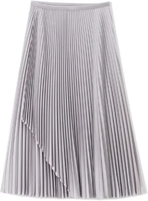 JITEM Pleated Midi Skirt Womens Chic Elastic High Waisted A Line Shirring Long Skirt Sweet Flowy Skirt for Casual or Office