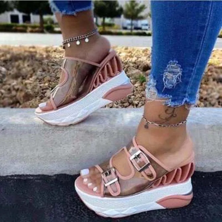 Joskaa 2024 New INS Hot Brand Wave Wedges Sandals Comfortable Summer Platform Sandals Women 2024 High Heels Casual Shoes Woman