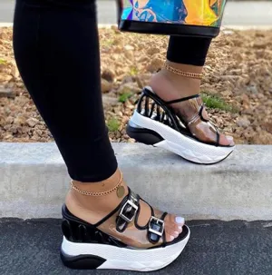 Joskaa 2024 New INS Hot Brand Wave Wedges Sandals Comfortable Summer Platform Sandals Women 2024 High Heels Casual Shoes Woman