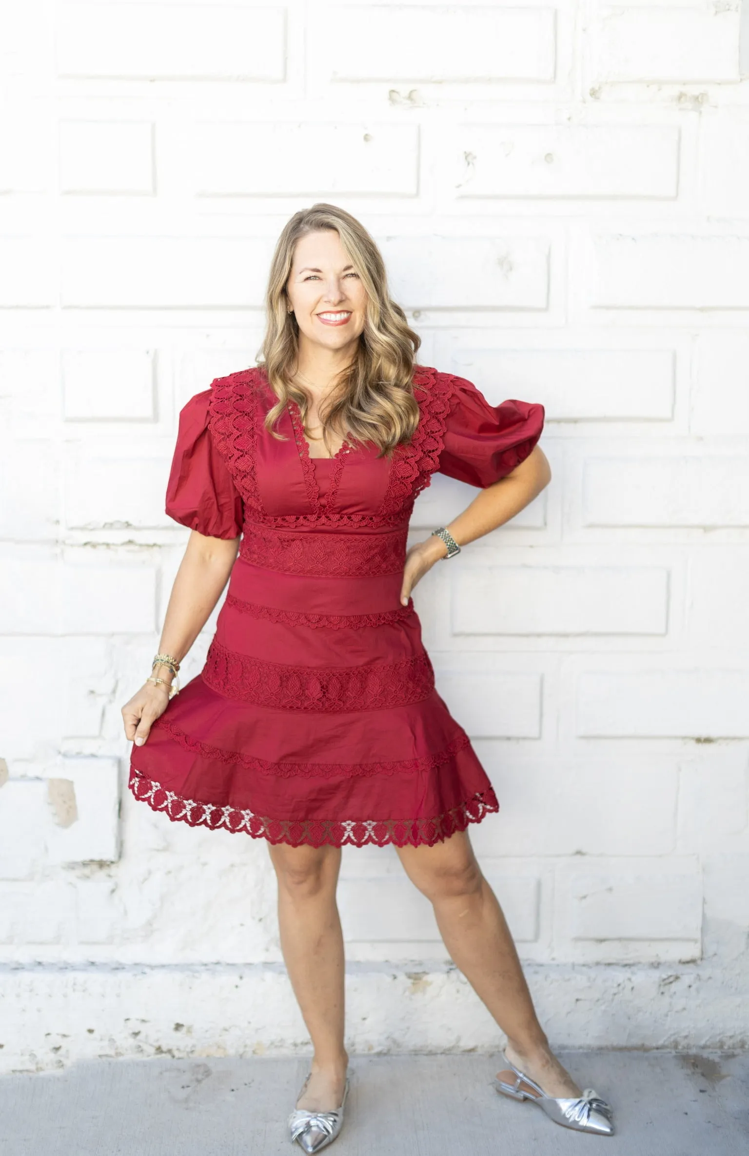 Karlie Burgandy Lace Dress