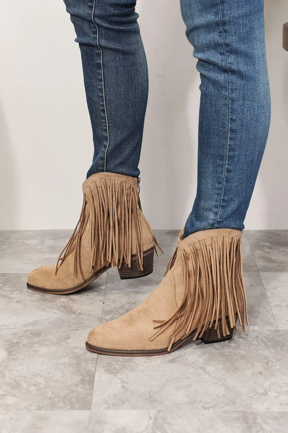 Legend Women's Fringe Tan Ankle Cowboy Boots