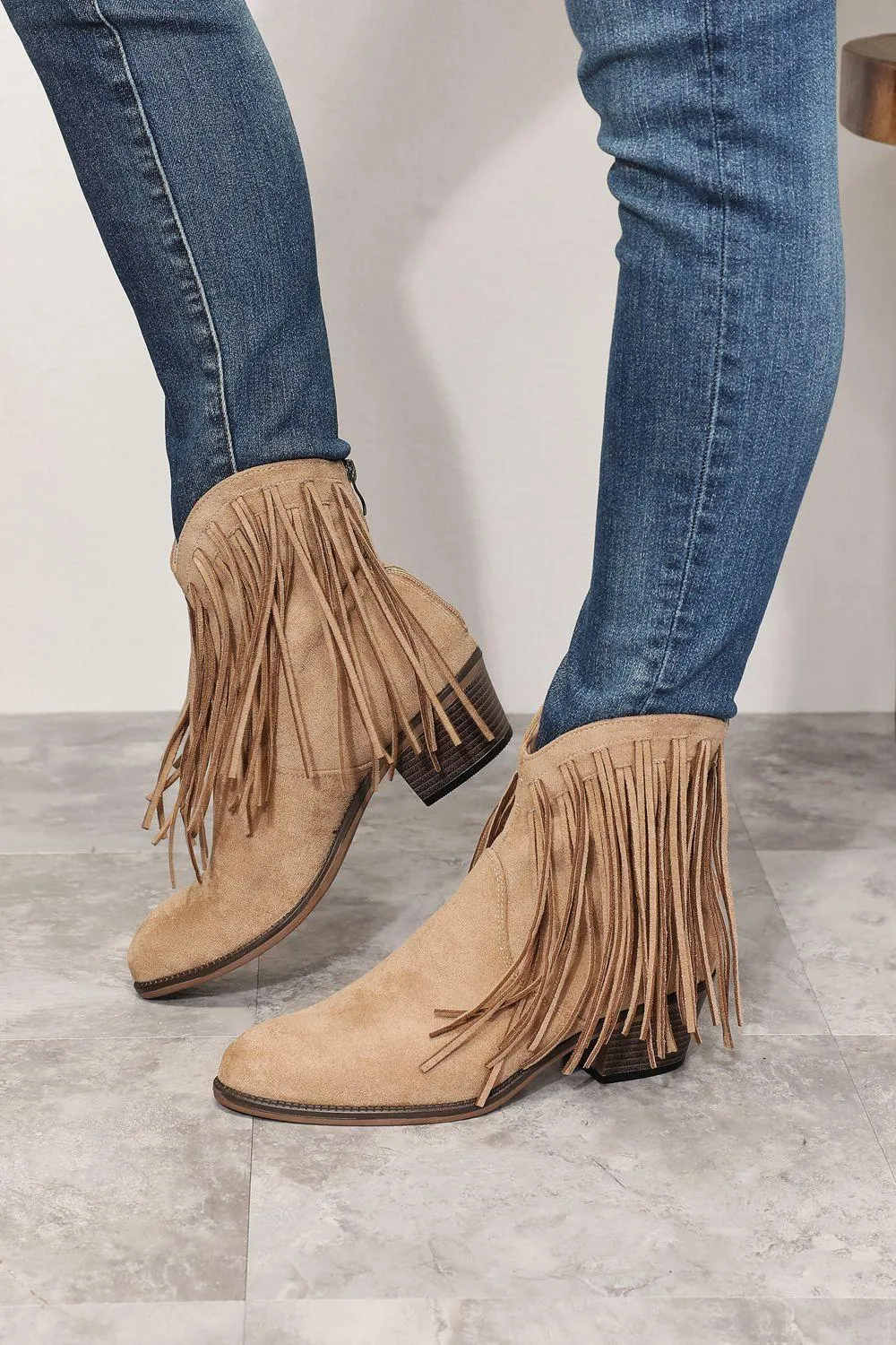 Legend Women's Fringe Tan Ankle Cowboy Boots